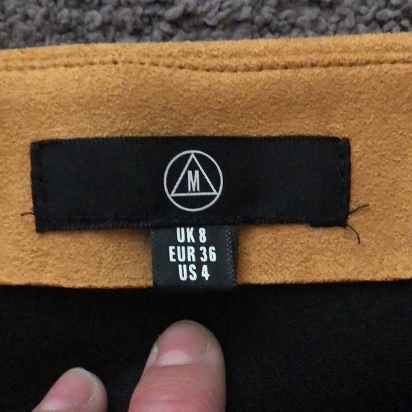 MISSGUIDED Faux Seude Scuba Asymmetrical Skirt Stretchy Size 4 Grunge Stretchy - Picture 8 of 13